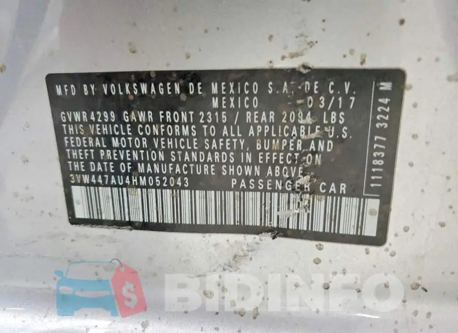 3VW447AU4HM052043 Photo# 14