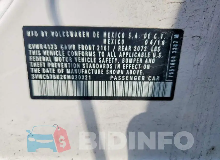 3VWC57BU2KM020321 Photo# 12