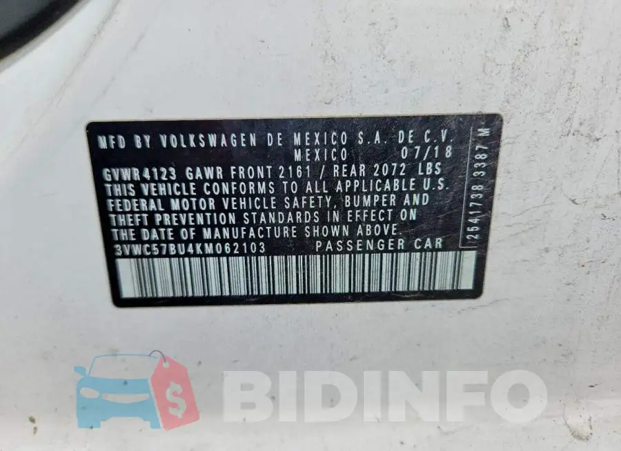 3VWC57BU4KM062103 Photo# 12