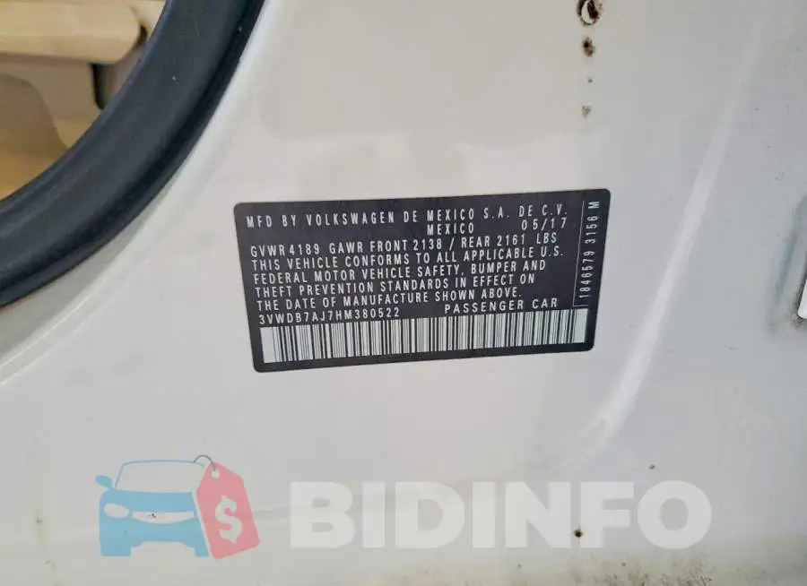 3VWDB7AJ7HM380522 Photo# 12