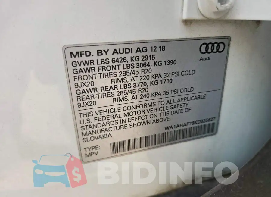 WA1AHAF76KD025627 Photo# 12