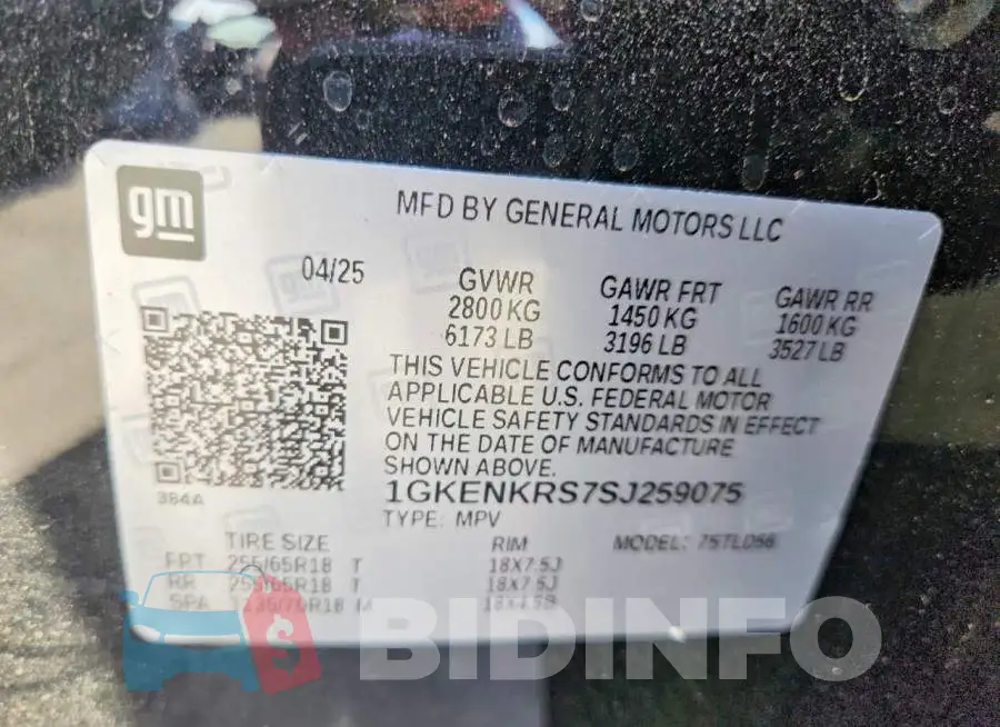 1GKENKRS7SJ259075 Photo# 13