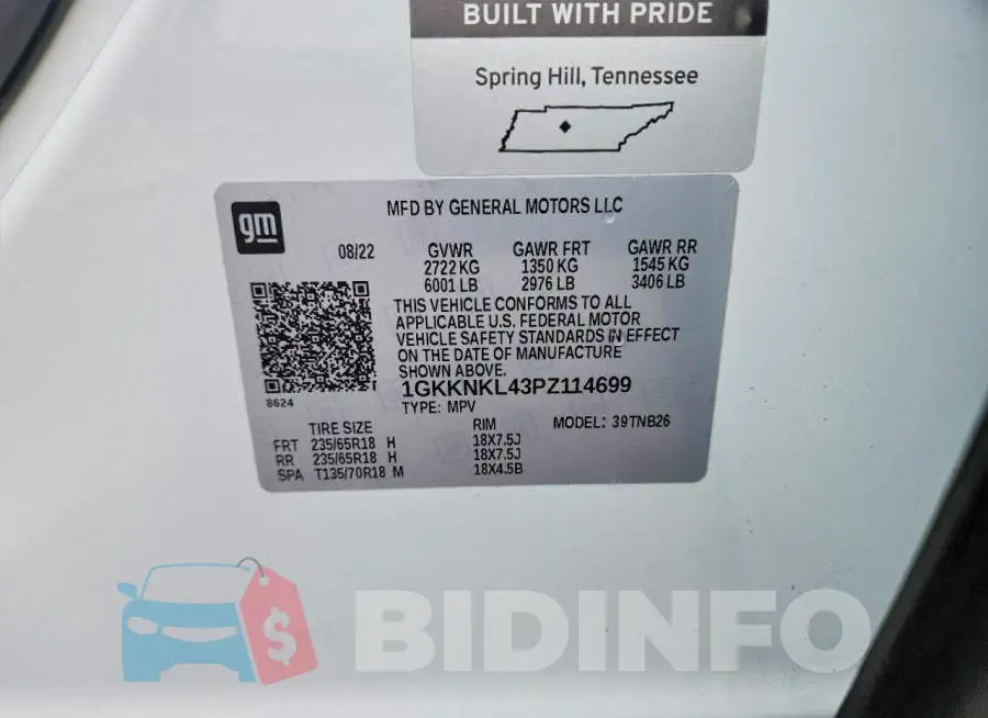 1GKKNKL43PZ114699 Photo# 14