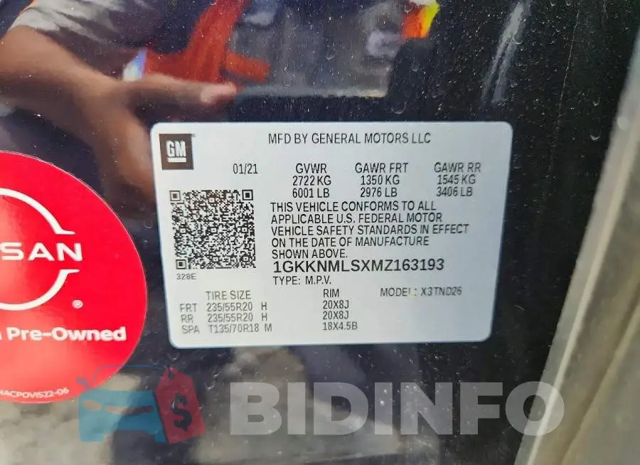 1GKKNMLSXMZ163193 Photo# 13