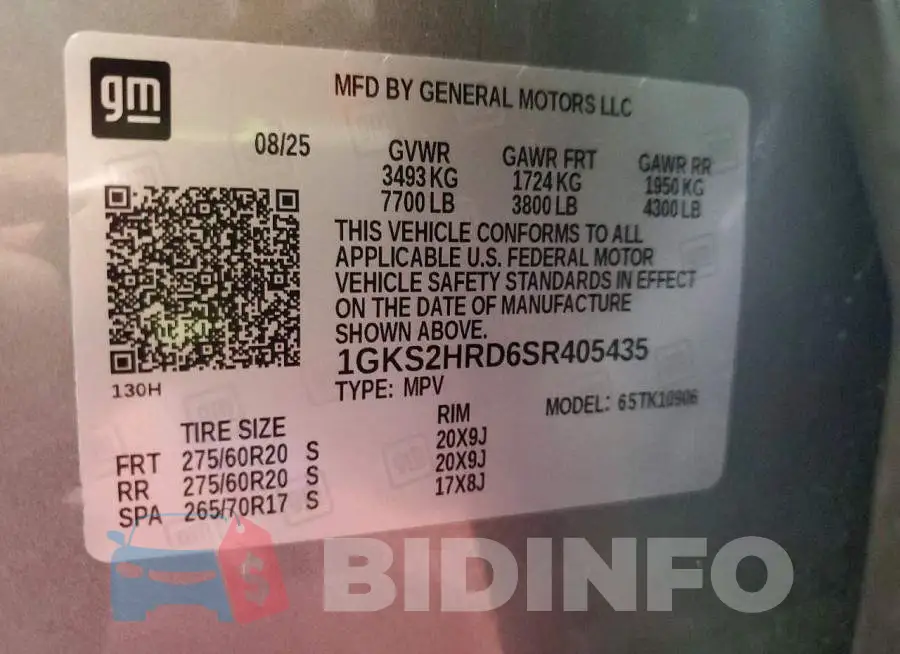 1GKS2HRD6SR405435 Photo# 14