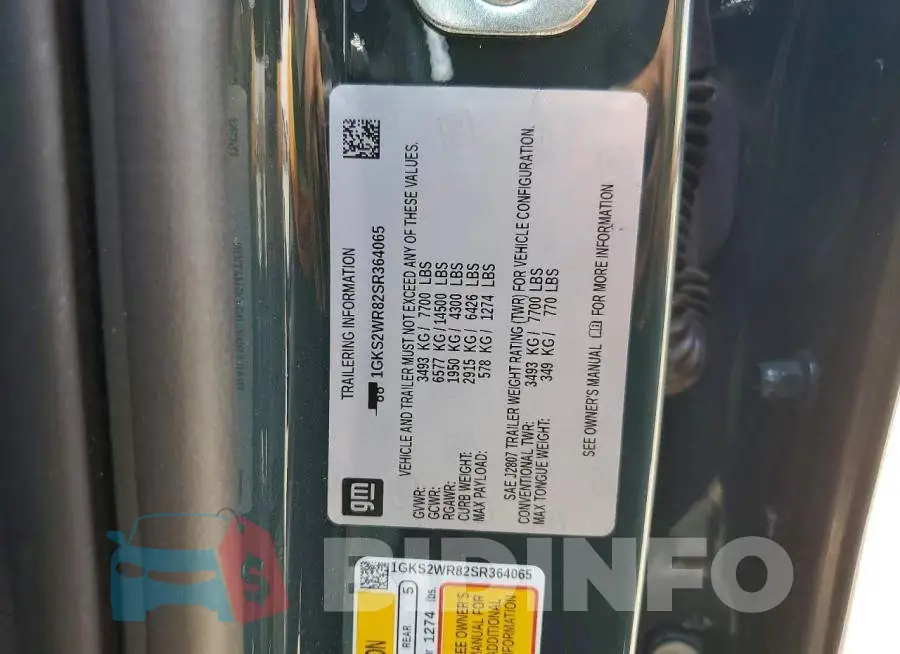 1GKS2WR82SR364065 Photo# 13