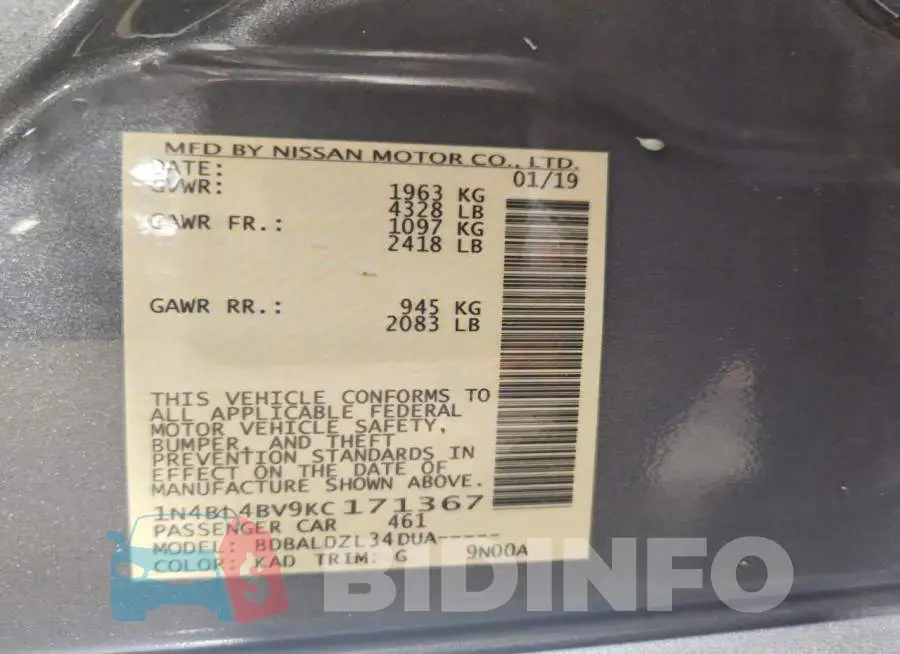 1N4BL4BV9KC171367 Photo# 13
