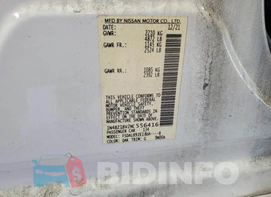 1N4BZ1BV2NC556416 Photo# 12