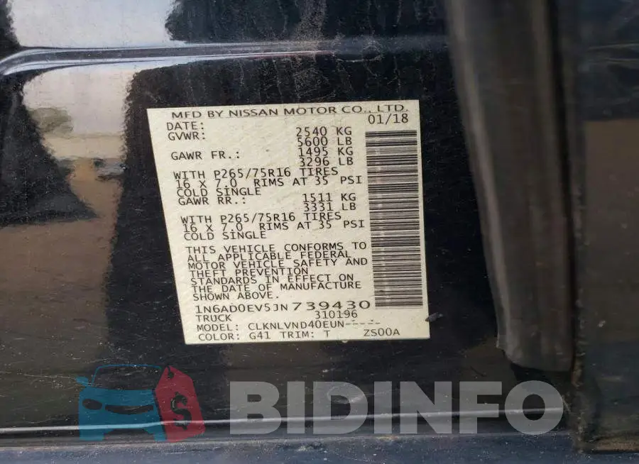 1N6AD0EV5JN739430 Photo# 12
