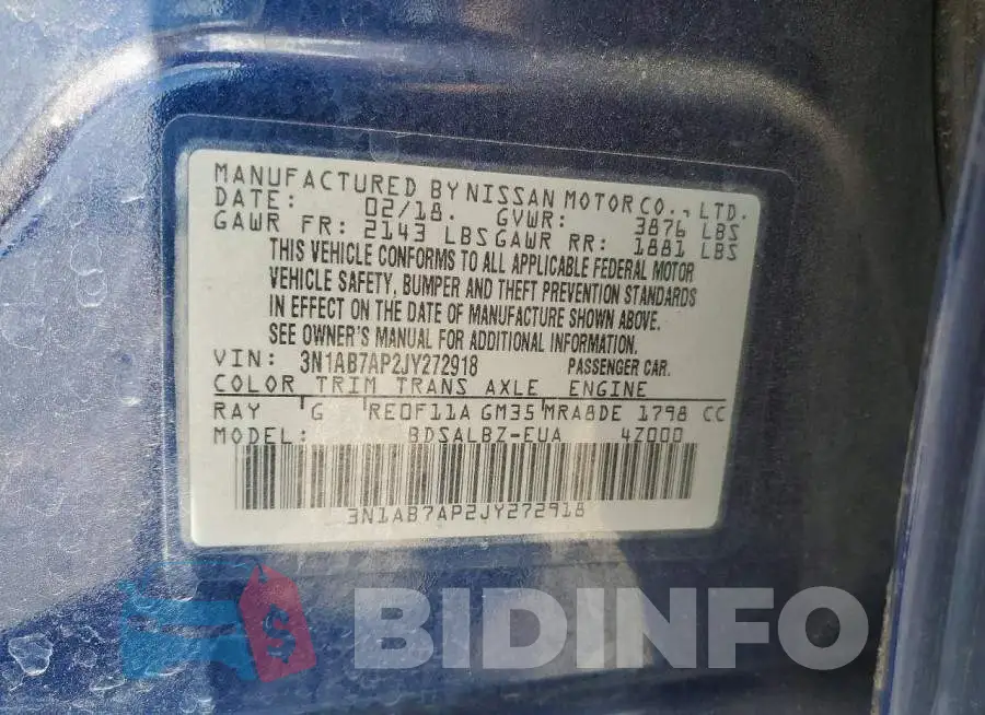 3N1AB7AP2JY272918 Photo# 12