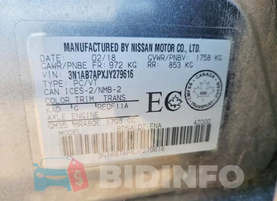 3N1AB7APXJY279616 Photo# 12