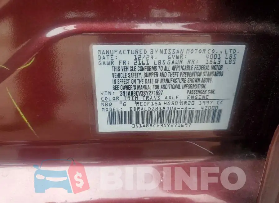 3N1AB8CV3SY271697 Photo# 12