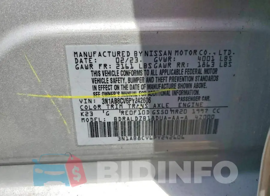 3N1AB8CV6PY242606 Photo# 12