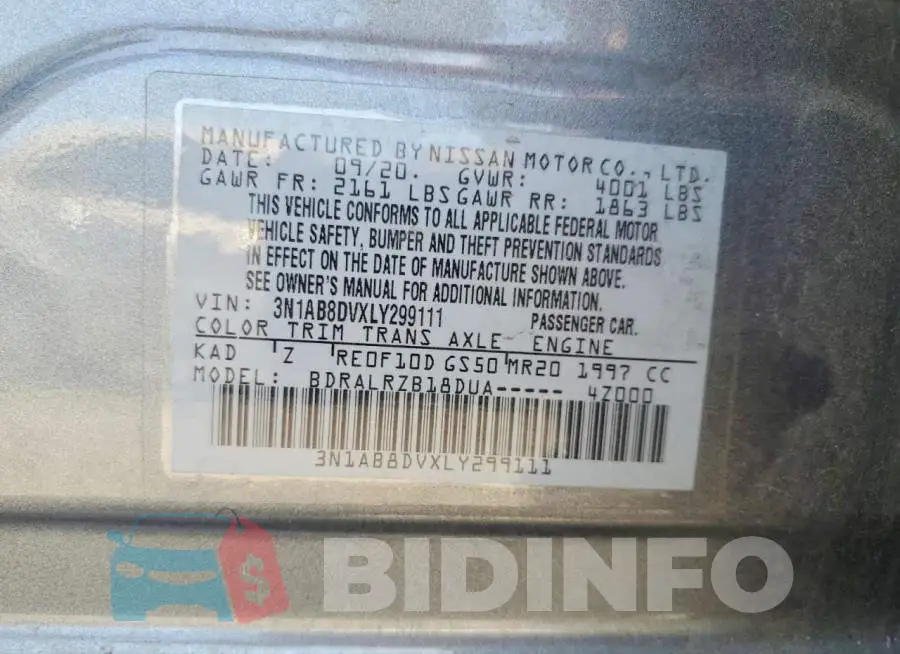 3N1AB8DVXLY299111 Photo# 12