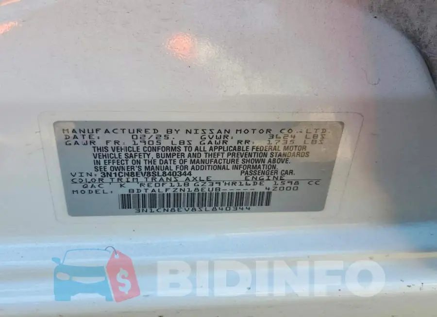 3N1CN8EV8SL840344 Photo# 12