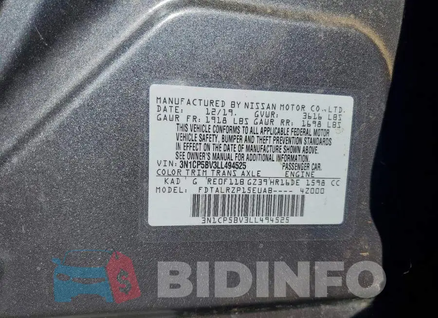 3N1CP5BV3LL494525 Photo# 12