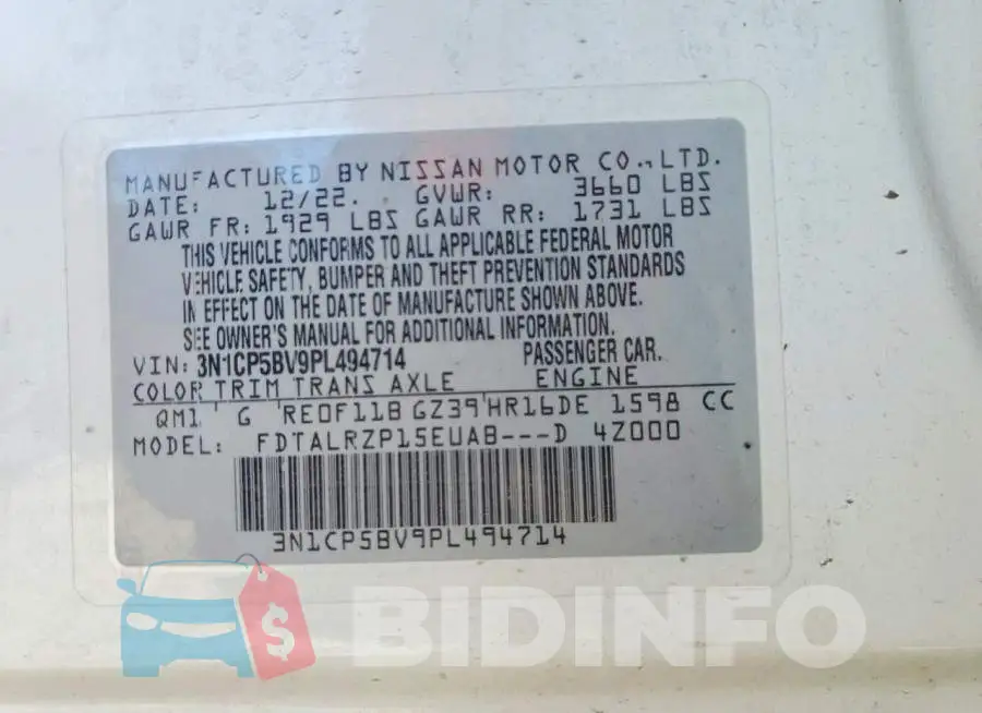 3N1CP5BV9PL494714 Photo# 12