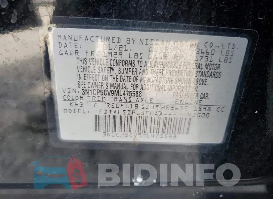 3N1CP5CV9ML475588 Photo# 14