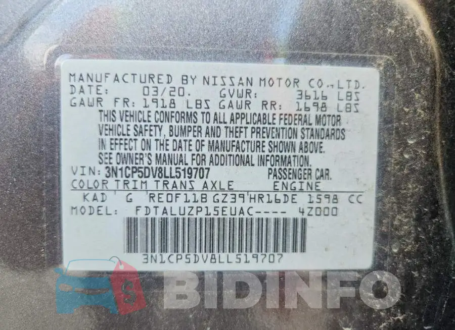 3N1CP5DV8LL519707 Photo# 13