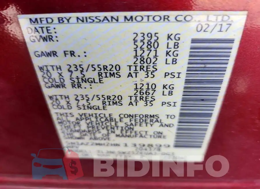 5N1AZ2MH2HN139899 Photo# 13