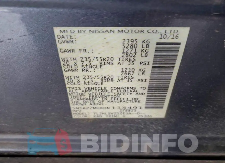 5N1AZ2MHXHN114491 Photo# 13
