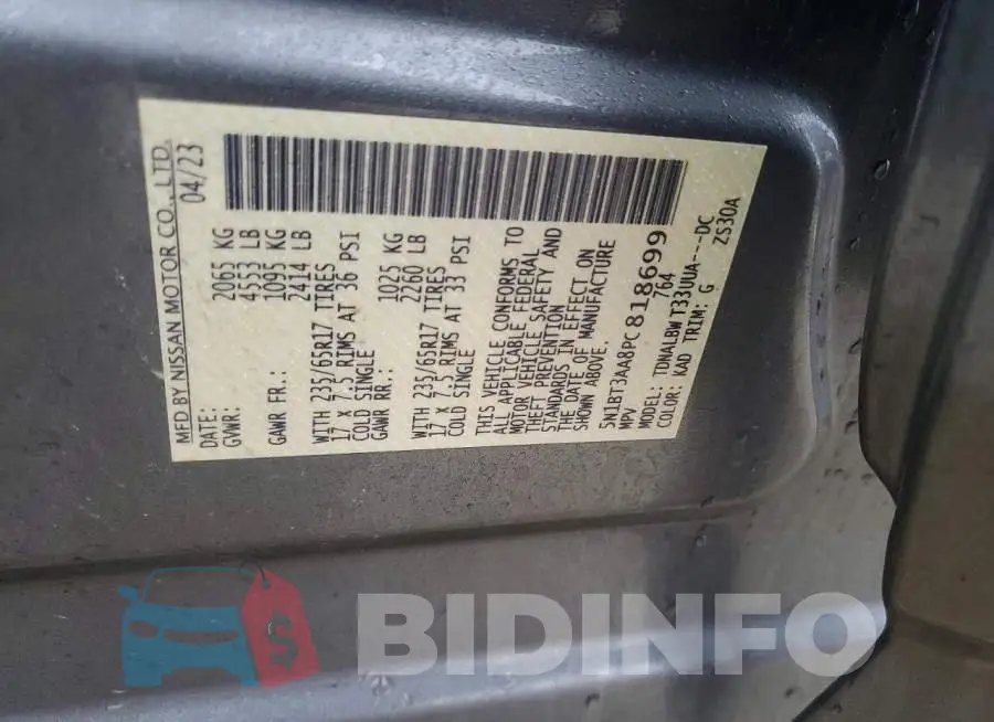 5N1BT3AA8PC818699 Photo# 14