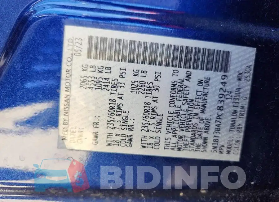 5N1BT3BA7PC839249 Photo# 14