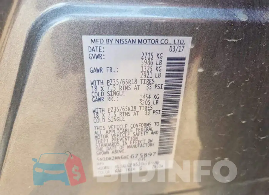 5N1DR2MN6HC675897 Photo# 13