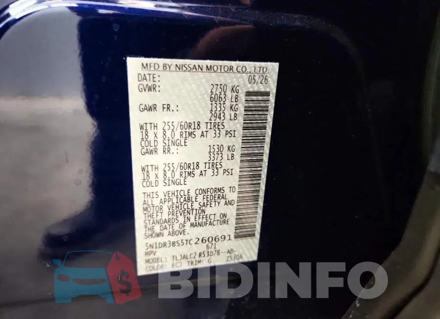 5N1DR3BS5TC260691 Photo# 13
