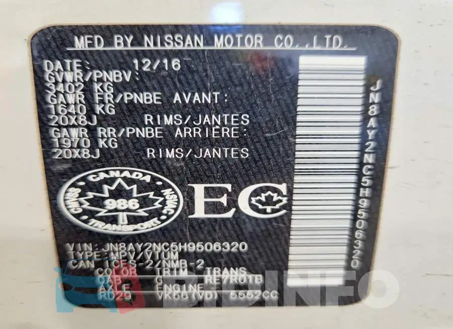 JN8AY2NC5H9506320 Photo# 13