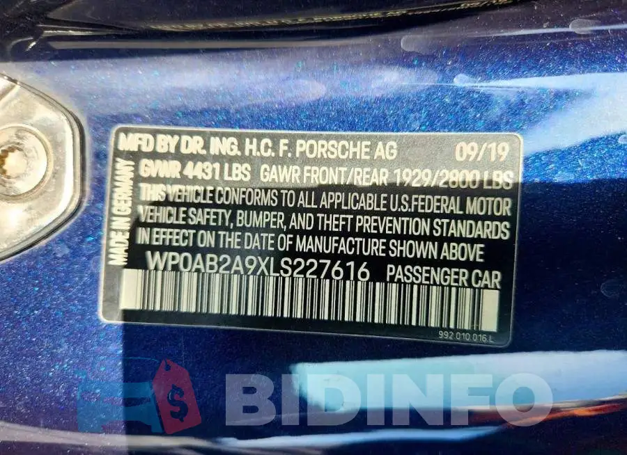 WP0AB2A9XLS227616 Photo# 12