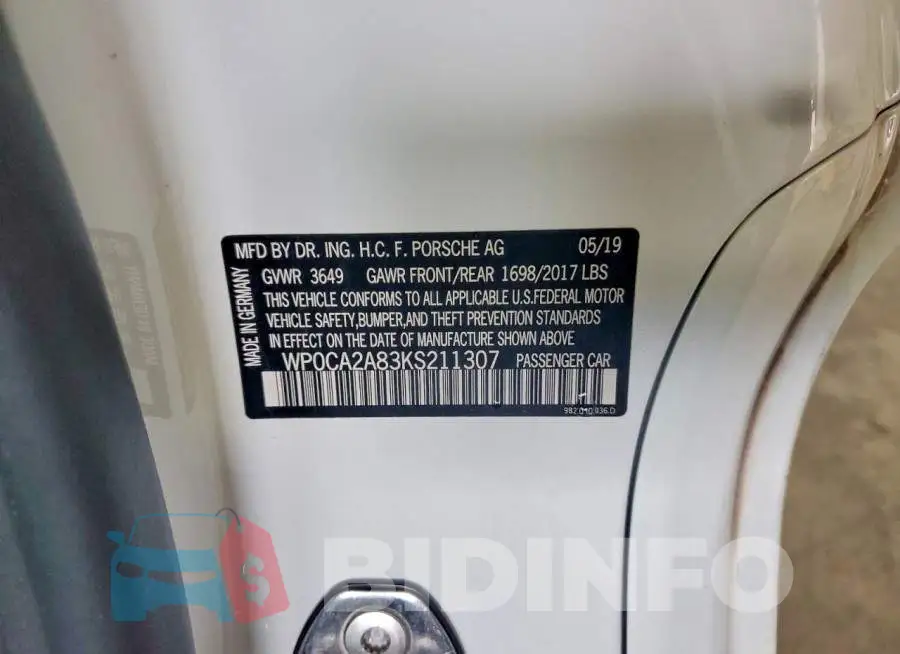 WP0CA2A83KS211307 Photo# 12