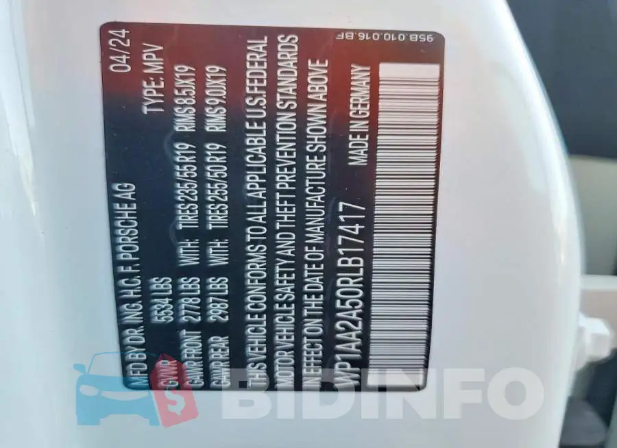 WP1AA2A50RLB17417 Photo# 13