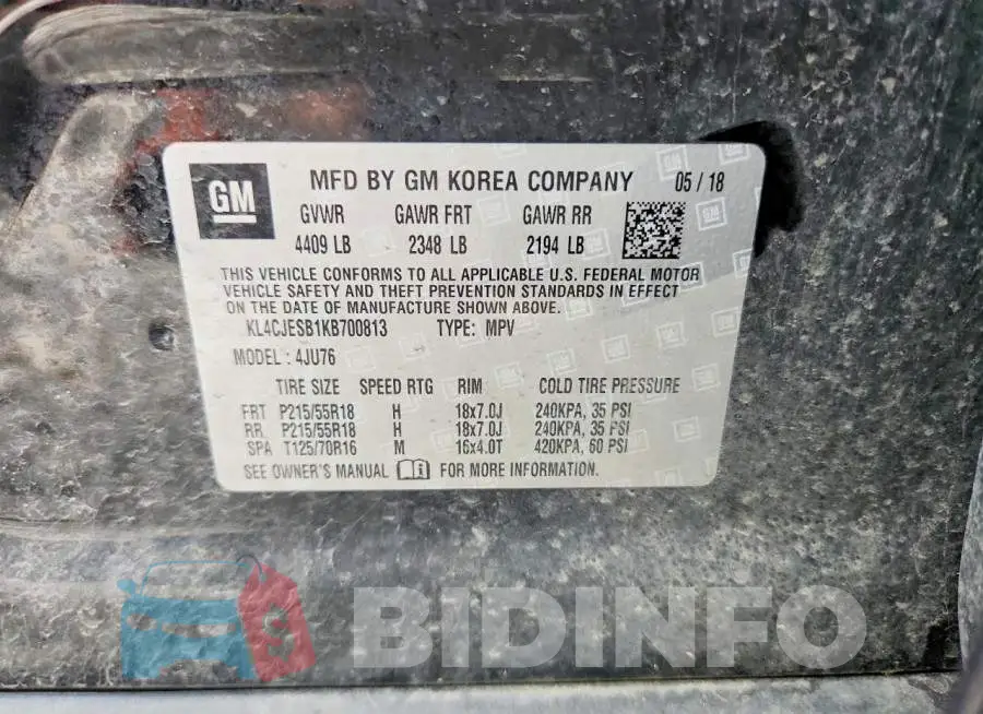 KL4CJESB1KB700813 Photo# 13
