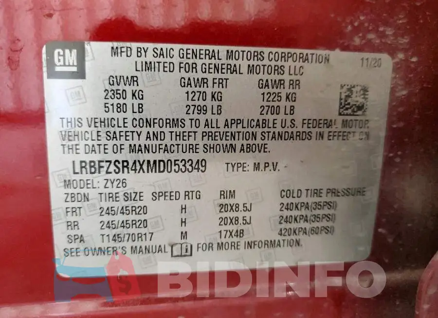 LRBFZSR4XMD053349 Photo# 13