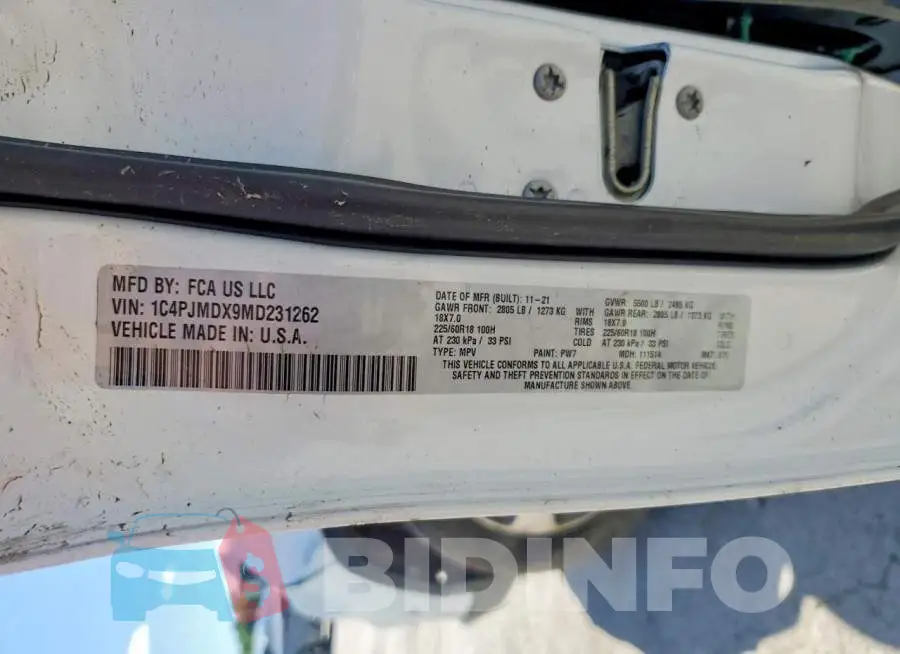 1C4PJMDX9MD231262 Photo# 13
