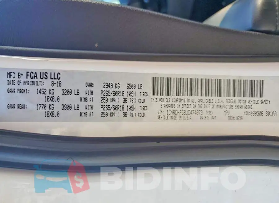 1C4RDHAG8JC474073 Photo# 13