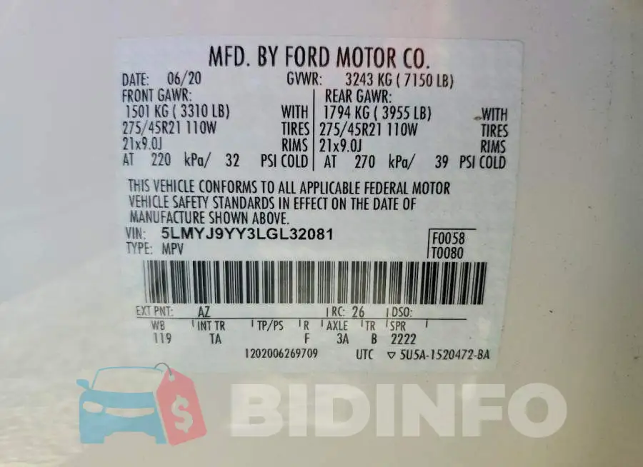5LMYJ9YY3LGL32081 Photo# 14