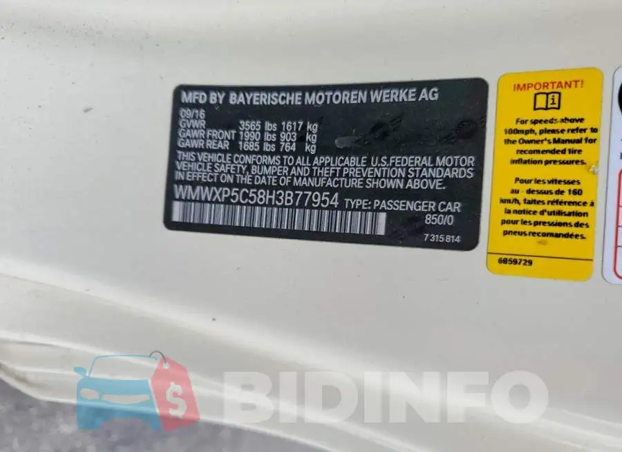 WMWXP5C58H3B77954 Photo# 12