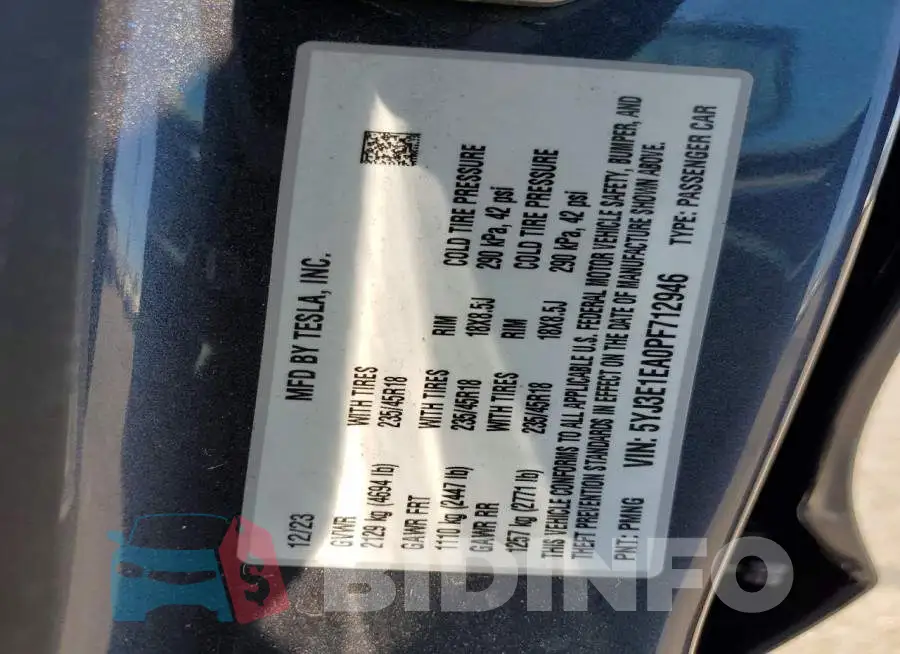 5YJ3E1EA0PF712946 Photo# 12