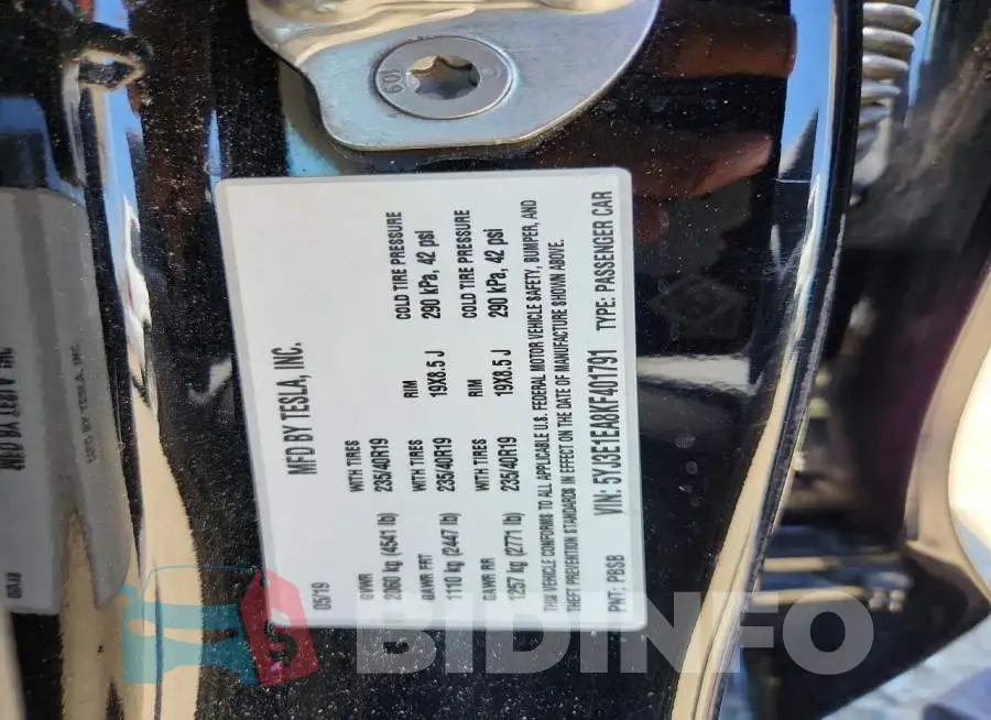5YJ3E1EA8KF401791 Photo# 13