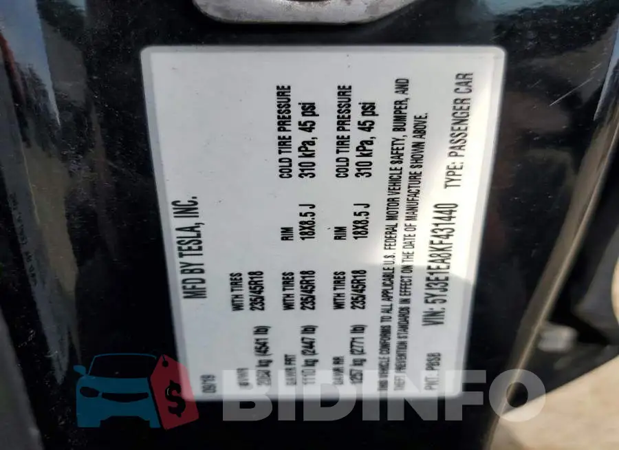 5YJ3E1EA8KF431440 Photo# 12