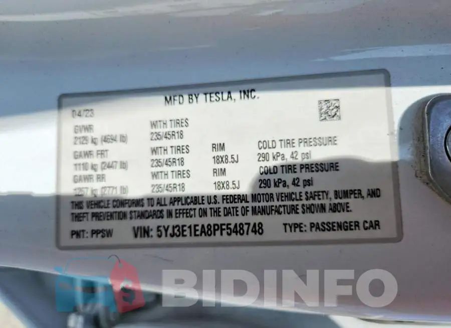 5YJ3E1EA8PF548748 Photo# 13
