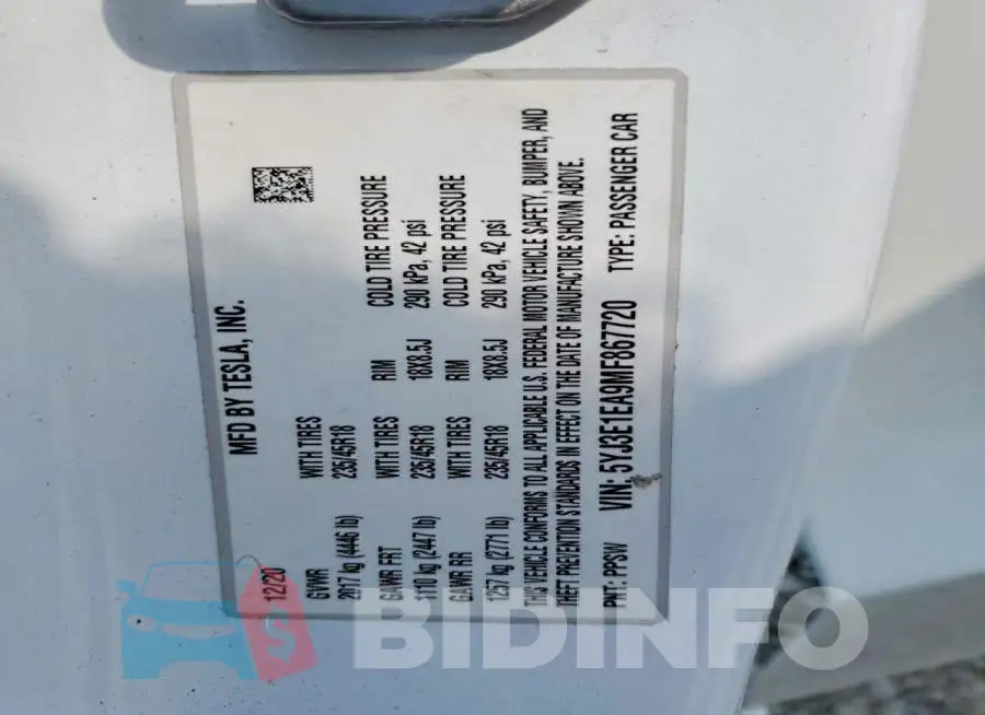 5YJ3E1EA9MF867720 Photo# 13