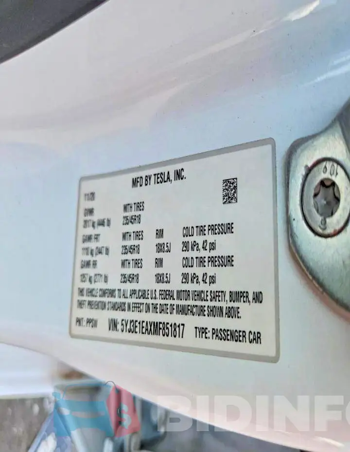 5YJ3E1EAXMF851817 Photo# 12
