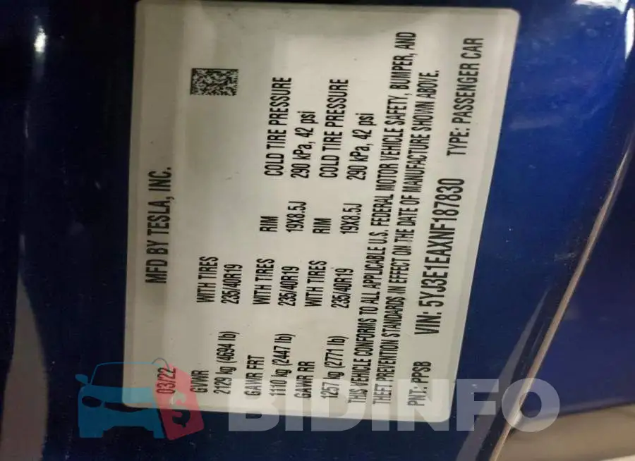 5YJ3E1EAXNF187830 Photo# 12
