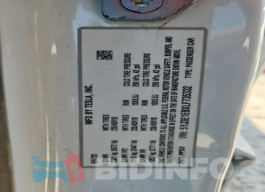 5YJ3E1EBXLF735332 Photo# 13