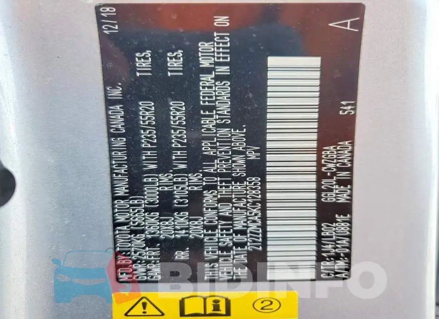 2T2ZZMCA5KC128358 Photo# 13