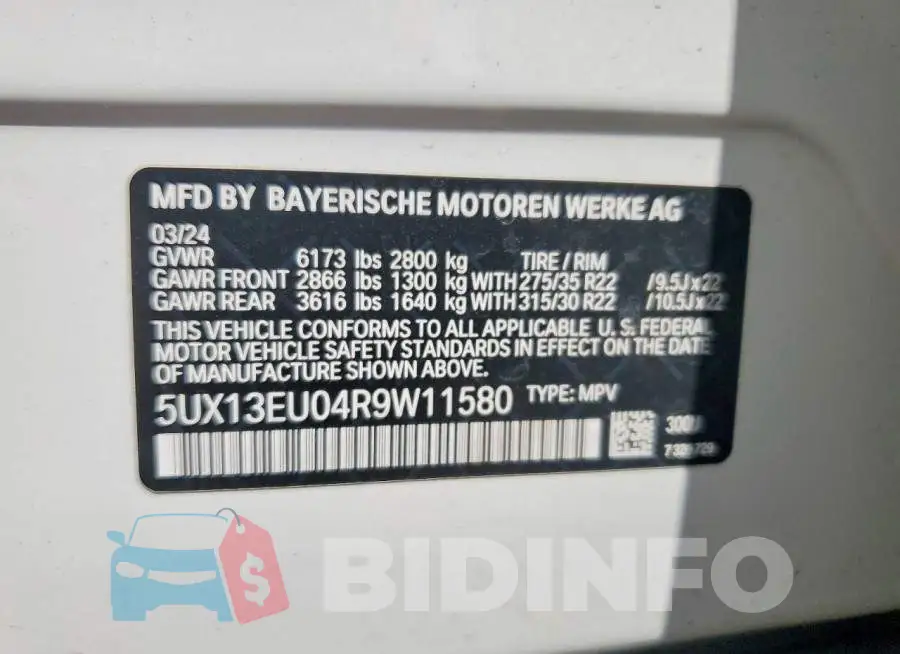 5UX13EU04R9W11580 Photo# 12