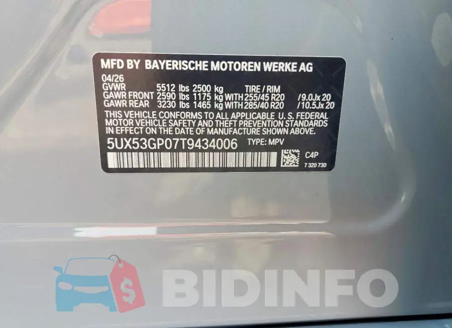 5UX53GP07T9434006 Photo# 13